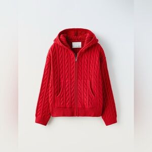 Zara kids ZIPPERED CABLE-KNIT CARDIGAN